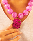 Chrysallis Agate Chunky Chain - Power Pink,Necklaces, Sassy Jones,