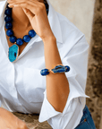 Chrysallis Agate Chunky Stretch Bracelet - Midnight Blue,Bracelets, Sassy Jones,