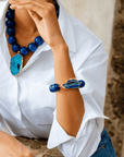 Chrysallis Agate Chunky Stretch Bracelet - Midnight Blue,Bracelets, Sassy Jones,