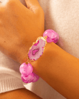 Chrysallis Agate Chunky Stretch Bracelet - Power Pink,Bracelets, Sassy Jones,