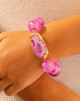 Chrysallis Agate Chunky Stretch Bracelet - Power Pink,Bracelets, Sassy Jones,