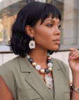 Chrysallis Agate Dangles - Black/Gold,Earrings, Sassy Jones,