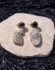 Chrysallis Agate Dangles - Black/Gold,Earrings, Sassy Jones,