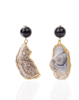 Chrysallis Agate Dangles - Black/Gold,Earrings, Sassy Jones,