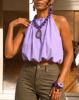 Chrysallis Grape Jelly natural purple agate statement necklace featuring oversized polished agate beads and a one of a kind druzy agate centerpiece.