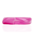 Glossy pink marbled resin bangle bracelet with vibrant fuchsia and soft candy pink swirls on a white background.