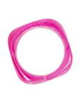 Glossy pink marbled resin bangle bracelet with vibrant fuchsia and soft candy pink swirls on a white background.