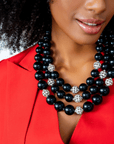 Diamonique Pearl 2 - in - 1 Chunky Necklace - Black Pearl,Necklaces, Sassy Jones,