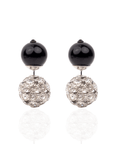 Diamonique Pearl Crystal Double Studs - Black Pearl,Earrings, Sassy Jones,