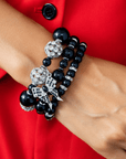 Diamonique Pearl Dainty 3pc Stretch Bracelet Stack - Black Pearl,Bracelets, Sassy Jones,