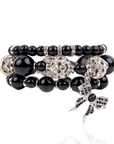 Diamonique Pearl Dainty 3pc Stretch Bracelet Stack - Black Pearl,Bracelets, Sassy Jones,