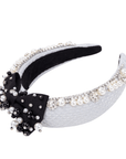 Emily Luxe Headband - Black/White Pearl,Headbands, Sassy Jones,
