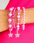 Gizelle 4pc Bracelet Stretch Stack - Hot Pink/Silver,Bracelets, Sassy Jones,