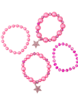 Gizelle 4pc Bracelet Stretch Stack - Hot Pink/Silver,Bracelets, Sassy Jones,