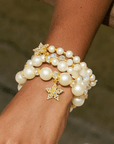 Gizelle 4pc Bracelet Stretch Stack - Ivory/Gold,Bracelets, Sassy Jones,