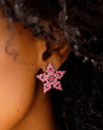 Gizelle Crystal Star Studs - Hot Pink/Silver,Earrings, Sassy Jones,