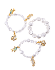 Harbor Grace 18k Anchor 3pc Stretch Bracelet Stack - Coastal Pearl,Bracelets, Sassy Jones,