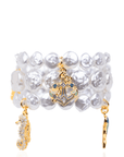 Harbor Grace 18k Anchor 3pc Stretch Bracelet Stack - Coastal Pearl,Bracelets, Sassy Jones,
