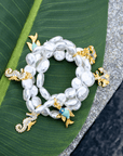 Harbor Grace 18k Anchor 3pc Stretch Bracelet Stack - Coastal Pearl,Bracelets, Sassy Jones,
