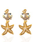 Harbor Grace 18k Anchor Earrings - Coastal Pearl,Earrings, Sassy Jones,