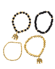 Ibiza 4pc Stretch Bracelet Stack - Black,Bracelets, Sassy Jones,
