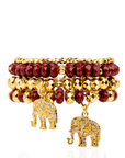 Ibiza 4pc Stretch Bracelet Stack - Crimson/Gold,Bracelets, Sassy Jones,