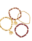 Ibiza 4pc Stretch Bracelet Stack - Crimson/Gold,Bracelets, Sassy Jones,
