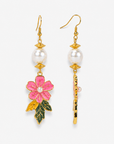 Kalani Hand Painted Floral Pearl Dangle Earrings,Earrings, Sassy Jones,