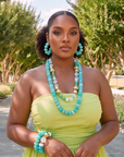 Kamaria Coconut Hoops - Riviera Teal,Earrings, Sassy Jones,