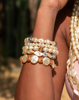 Lola Stretch Bracelet Stack - Ivory/Cognac Crystal