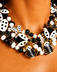 Lovebug 18k Brooch Bib - Black/White,Necklaces, Sassy Jones,