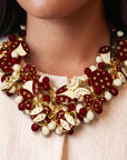 Lovebug 18k Brooch Bib - Crimson/Cream,Necklaces, Sassy Jones,