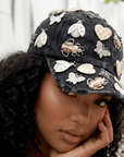 Lovebug Denim Dream Brooch Ballcap - Black,Hat, Sassy Jones,
