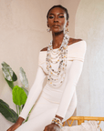 Makemba 2 - in - 1 Botswana Agate Statement Chain - Ivory Estate,Necklaces, Sassy Jones,
