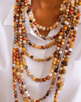 Makemba 2 - in - 1 Jasper Beaded Statement Chain - Desert Storm,Necklaces, Sassy Jones,