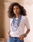 Makemba 2 - in - 1 Lapis Azuli Statement Chain - Indigo Reign,Necklaces, Sassy Jones,