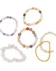 Makemba Botswana Agate 6pc Stretch Bracelet Stack - Ivory Estate,Bracelets, Sassy Jones,