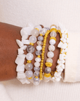 Makemba Botswana Agate 6pc Stretch Bracelet Stack - Ivory Estate,Bracelets, Sassy Jones,