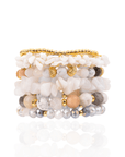 Makemba Botswana Agate 6pc Stretch Bracelet Stack - Ivory Estate,Bracelets, Sassy Jones,