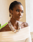 Makemba Botswana Agate Beaded Collar Chain - Ivory Estate,Necklaces, Sassy Jones,