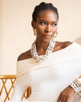 Makemba Botswana Agate Beaded Collar Chain - Ivory Estate,Necklaces, Sassy Jones,