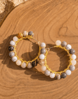 Makemba Botswana Agate Beaded Hoops - Ivory Estate,Earrings, Sassy Jones,