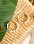 Makemba Botswana Agate Hoops - Ivory Estate,Earrings, Sassy Jones,
