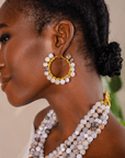 Makemba Botswana Agate Hoops - Ivory Estate,Earrings, Sassy Jones,
