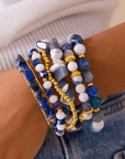 Makemba Lapis Azuli 6pc Stretch Bracelet Stack - Indigo Reign,Bracelets, Sassy Jones,