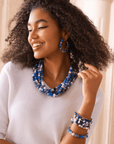 Makemba Lapis Azuli Beaded Collar Chain - Indigo Reign,Necklaces, Sassy Jones,