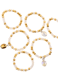 Malia Glass 6pc Stretch Bracelet Stack - Golden Snowflake,Bracelets, Sassy Jones,