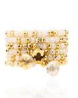 Malia Glass 6pc Stretch Bracelet Stack - Golden Snowflake,Bracelets, Sassy Jones,