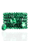 vintage green bracelet, matte chrome bracelet, glass beaded stack, 6pc stretch bracelet set, malia glass jewelry, crystal beaded bracelet, stacking bracelet