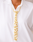 Malia Glass Necktie - Golden Snowflake,Necklaces, Sassy Jones,